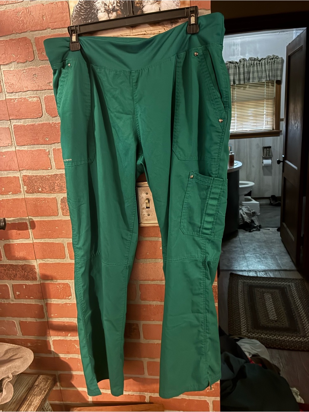 healing hands Wide Leg Scrub Pants Teal Green